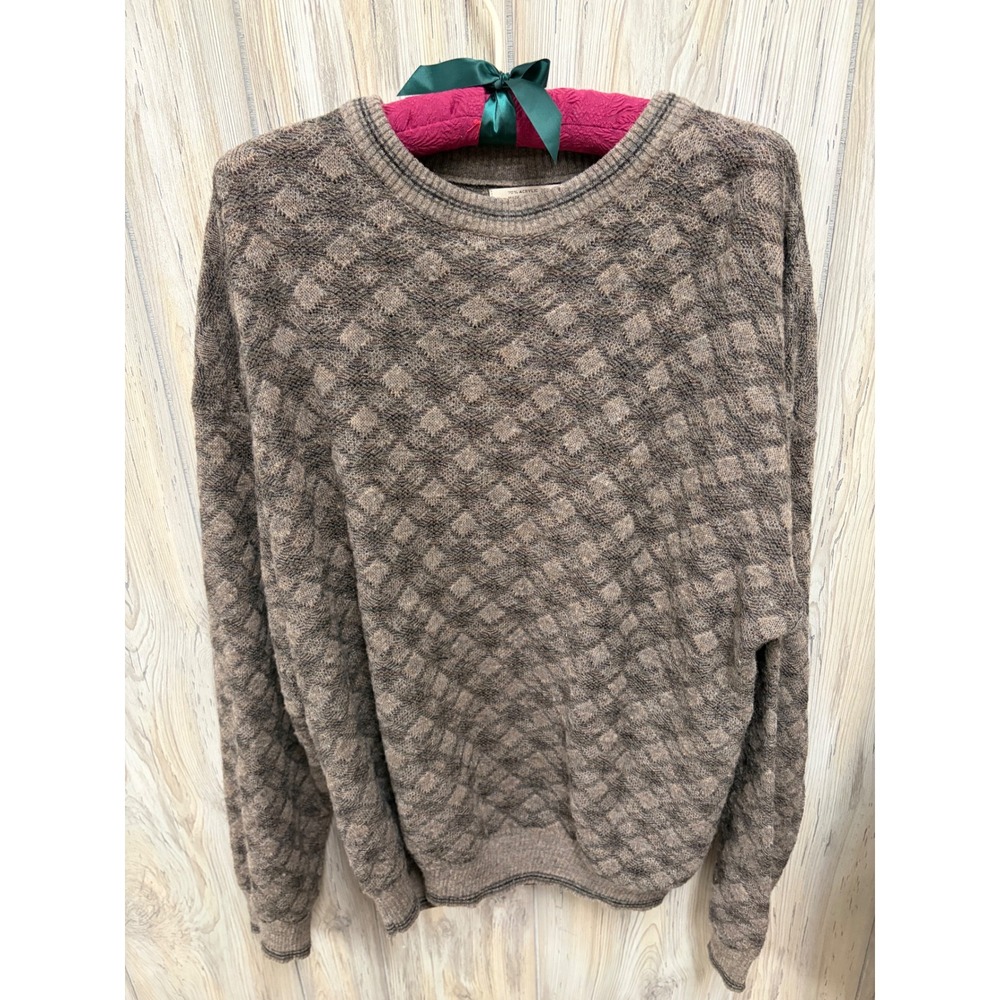 Vintage City Casuals by Haggar Mens XL Wool Blend Diamond Knit Sweater Italy